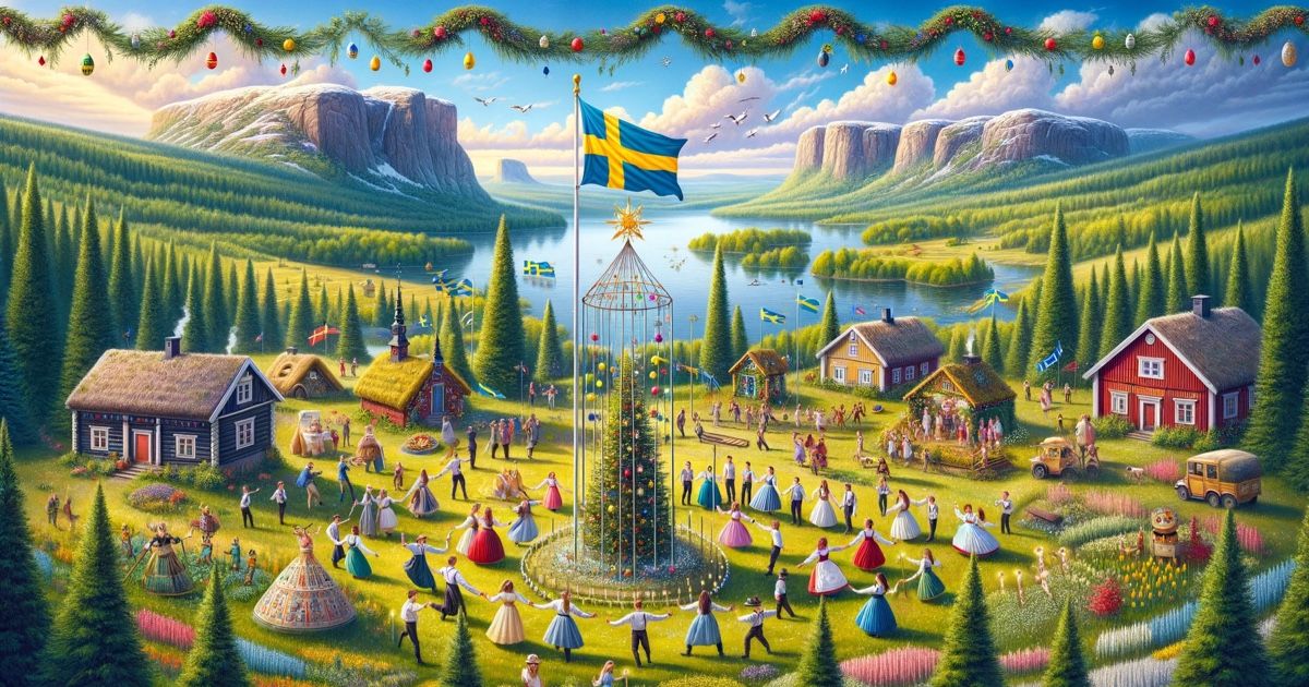 En bild som symboliserar alla Sveriges högtider i en och samma bild.